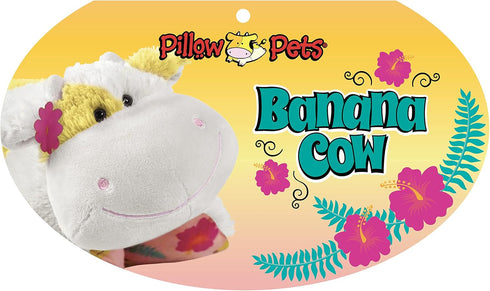 Pillow Pets Sweet Scented Banana Cow Stuffed Animal Plush Toy - White, Soft and Cuddly for All Ages