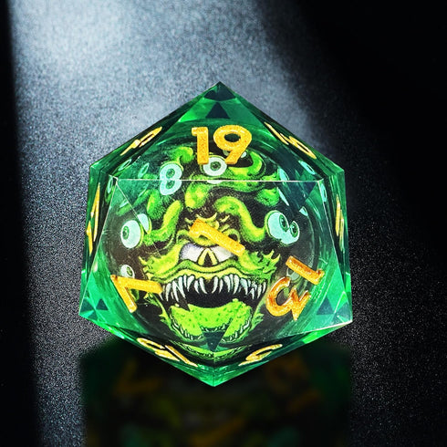HAOMEJA D20 D&D Beholder Monster Resin Dice - DND 1 Pcs Giant 35mm Dice for Dungeons and Dragons Role Playing Games
