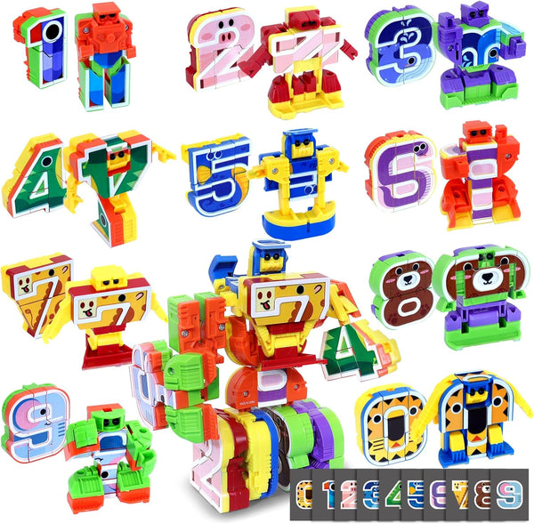 Animal Number Robots Transforming Toys 10-in-1 STEM Learning Toys for Kids Ages