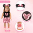 Minnie Themed Cosplay Kit for 18 Inch Girl Dolls, 9 Pcs Accessories Including Dress, Hairband & Shoes
