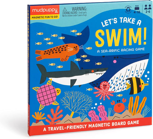 Mudpuppy Let’s Take A Swim - Magnetic Racing Game with Travel Friendly Tri-Fold Board for Children Ages 4-10, 2-6