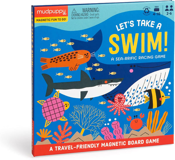 Mudpuppy Let’s Take A Swim - Magnetic Racing Game with Travel Friendly Tri-Fold Board for Children Ages 4-10, 2-6