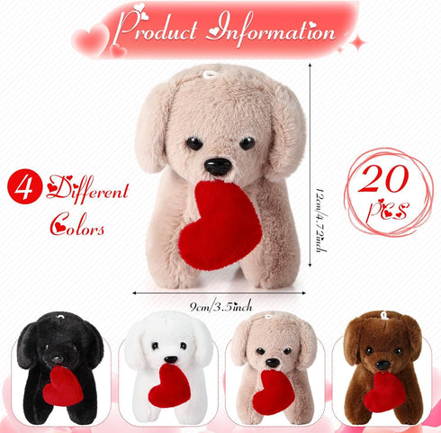 Syhood 20 Pcs Mini Labrador Plush Dogs - 4.72 Inches Puppy Dog with Keychain, Cute Stuffed Animal Party Favor