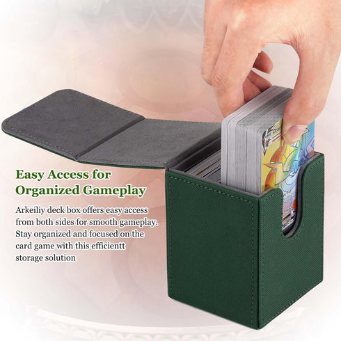 MTG Deck Box with 50 Pcs Card Sleeve, 110+ Card Storage Leather Deck Box for Magic Commander Games