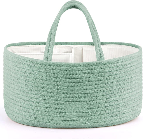 Maliton Diaper Caddy Organizer for Baby, Portable Diaper Storage Organizer for Changing Table and Car, Cotton Rope