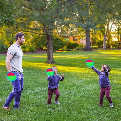 Ayeboovi Toss and Catch Ball Set, 8 Paddles and 4 Balls for Outdoor Toys and Camping Games