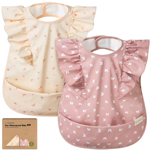 KeaBabies Waterproof Bibs for Baby Girl,Boy 2-Pack Lightweight, Large Baby Bibs for