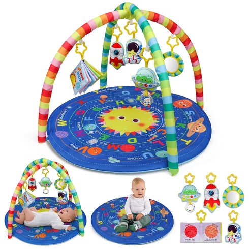 OKOOKO Baby Play Mat, Activity Baby Play Gym with Arch, Solor System