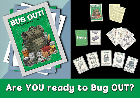 13+, Bug Out! The Card Game If SHTF, Casual Party Game with Action Cards, Survival Theme, Ages Makes a Great Birthday