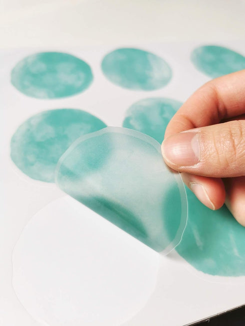 ROFARSO 120 Decals 2.2'' Cyan Polka Dots Wall Stickers | DIY Removable Peel & Stick Home Decor