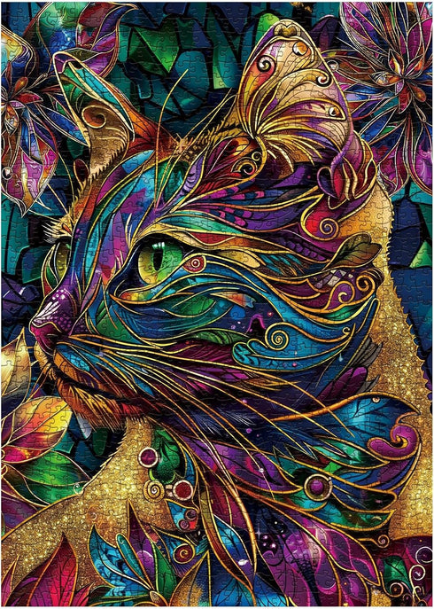 Colorful Cats Painting Puzzle 1000 Pieces, Vibrant Animal Art Jigsaw Puzzle for Adults