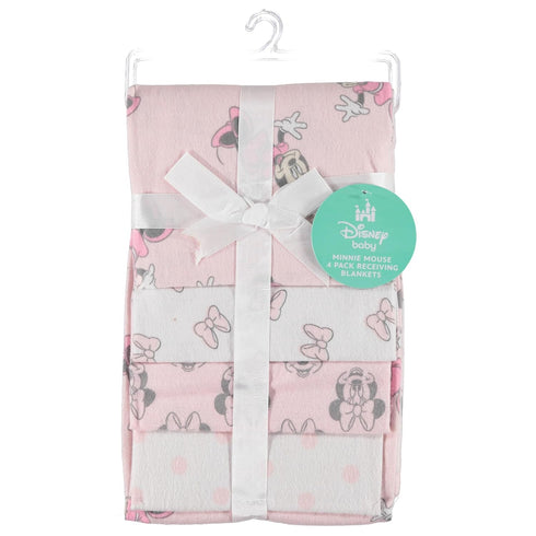 4-Pack 100% 28" 28" Disney Baby Receiving Blankets Cotton Flannel, x Available in Mickey, Minnie, Pooh, Stitch or Angel