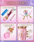 12 3-8 Uregoio Princess Bubble Wand for Girls - Rechargeable Spinning Light Up Magic Fairy Scepter Bubble Machine Toy