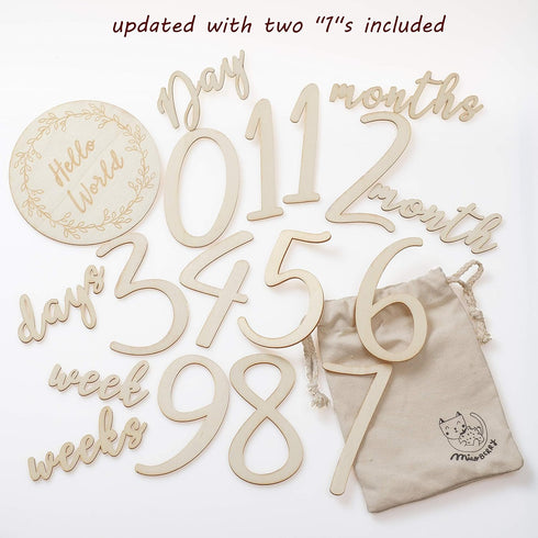 Baby Milestone Numbers | Baby Photo Props Wooden | Newborn Birth Announcement Card Wooden