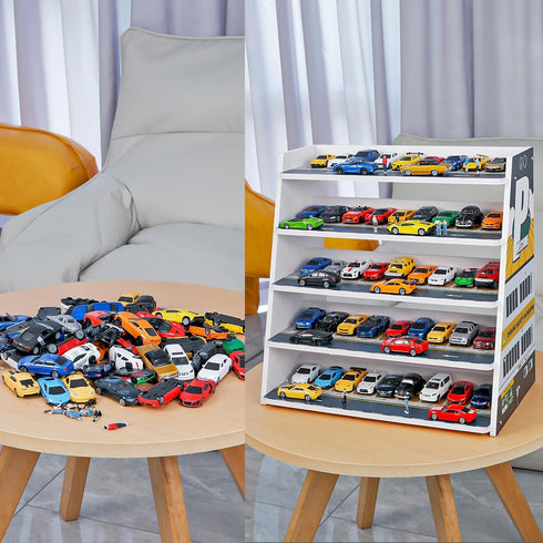 kivcmds 1/64 Kivmcds Hot Die Cast Wheel Display CaseFive-Tier Stepped car Model Display StandToy Car Storage Display