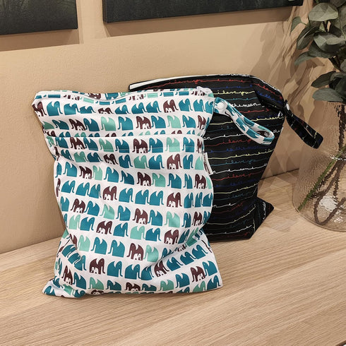 2 Pack (W022) Mama Koala Waterproof Cloth Diaper Wet Bag Reusable Waterproof - - Odor Resistant Travel Wet Dry Bag