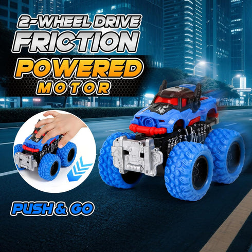 6 Pack 3-5 4-7 Gloween Monster Truck Toys for Kids, Friction Powered Push and Go Cars, Great Christmas Birthday Party