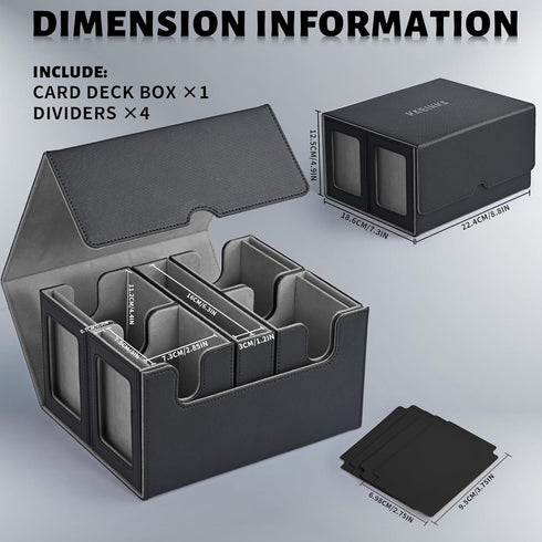 Kabinka MTG Card Deck Box with Display Window, 5 in 1 Storage Box Holds 840+ Sleeveless Cards (Black)