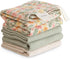 mushie Muslin Organic Cotton Washcloths 5-Pack (Pastel Blooms Combo) | Soft Wipes