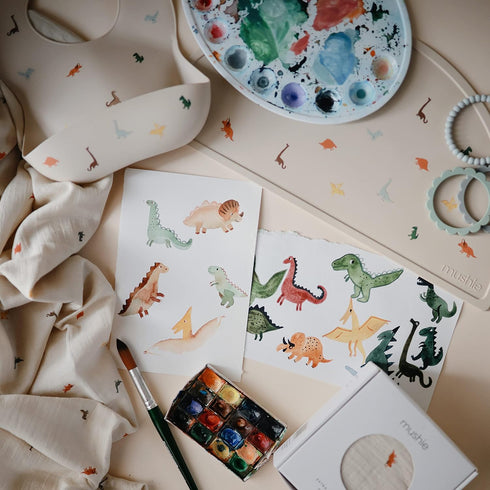 mushie Silicone Placemat for Kids - BPA-Free Non-Slip Design (Dinosaurs)