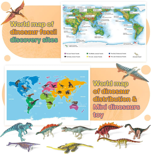 50 3 4 5 6 7 8 12 BIWASE Dinosaur Toys Book with PCS Different Dinosaurs Figures & Pokers,Interactive Perfect for Kids