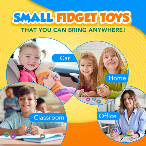24 Pack Fidget Toys Sensory Rings for Kids: Goodie Bags Stuffers for Kids - Quiet Stress Toys for Autism Calming - Fun