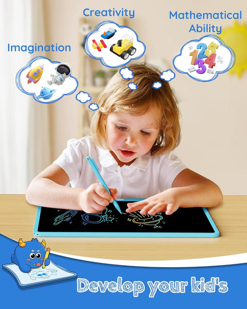 TEKFUN LCD Writing Tablet Doodle Board - 16 Inch Colorful Drawing Pad for Kids, Blue