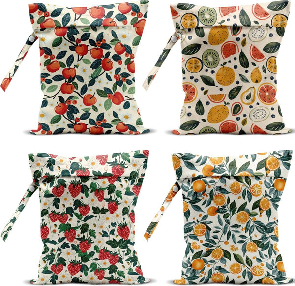 VBCVBGFH 4 Pack Cute Fruit Wet Bag Waterproof Washable Reusable Wet Dry Bag