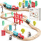 Tiny Land Wooden Train Set for Toddler - 39 Pcs- with Wooden