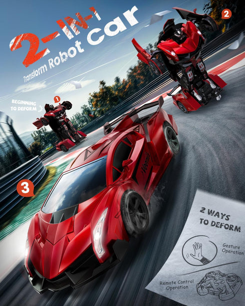 V992 Cars,1:14 Scale,2-in-1 4-6 Veeniix Transform Remote Control Car,Transform Robot RC Robot Toy Car with Sound