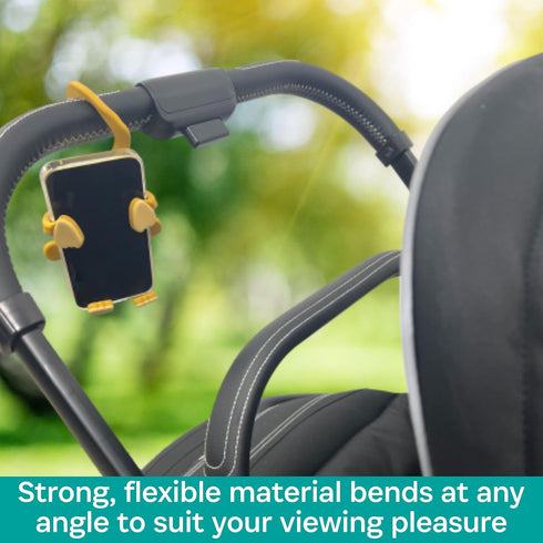 Grippy Smartphone Holder by Buggygear, Perfect Mount for Cellphone, Straps to Stroller or Grocery Cart, Entertain Your