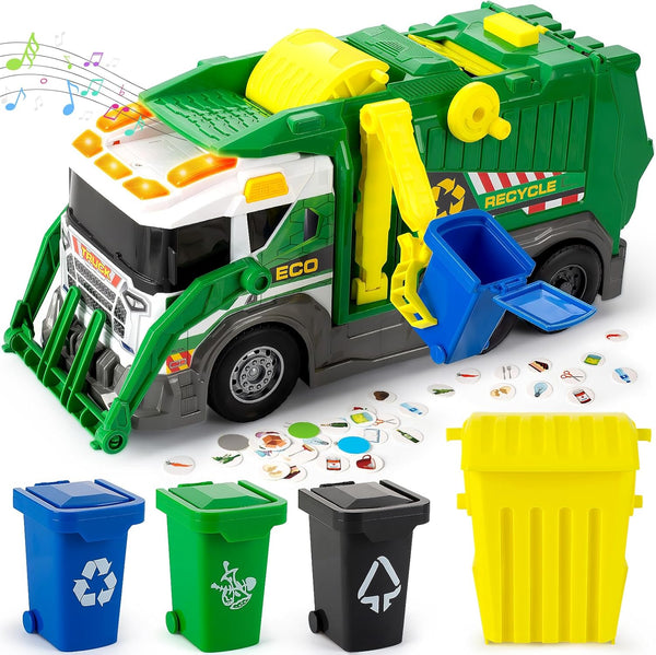 Large Garbage Truck Toy Set for Boys Ages 3 4 5 6