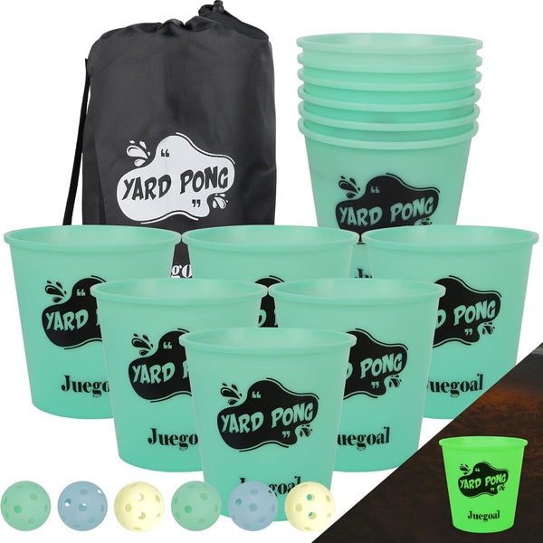 Juegoal Yard Pong - Outdoor Giant Games Set with 12 Buckets and 6 Balls for Family Fun at Beach, Camping, Lawn