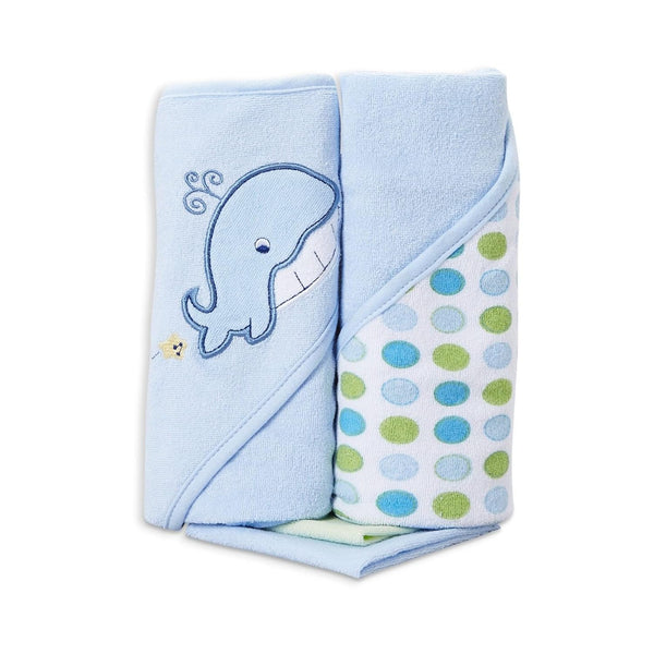 Spasilk Bath Hooded Towels & Washcloths Set for Babies, 2 Hooded Terry