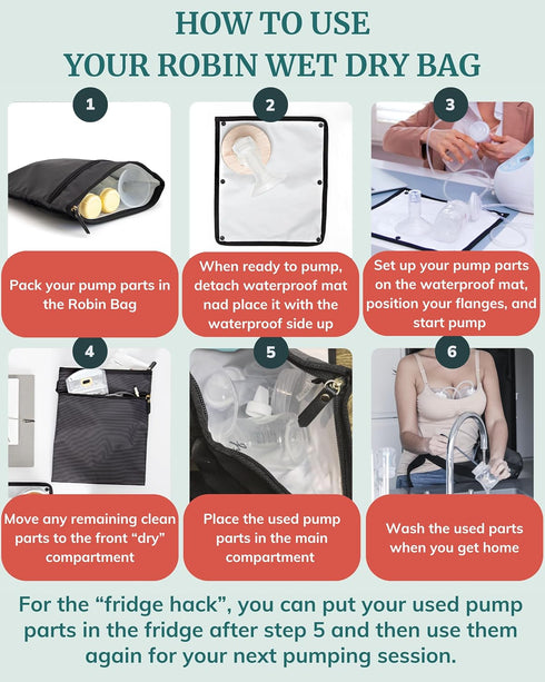 Wet Dry Bag - Waterproof Wet Bag for Travel, Swimsuit, Diaper, Clothes, Period Underwear Organizer