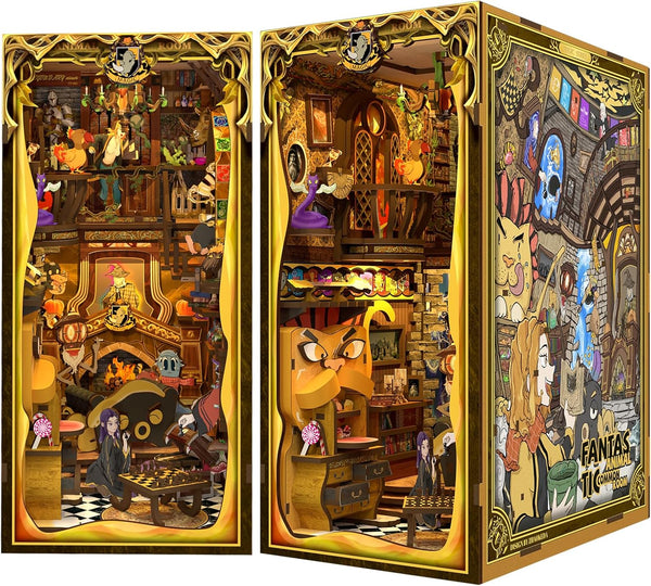 CUTEBEE Book Nook Kit, DIY Miniature House Magic Dollhouse for Adults Teens, Beasts Alley Model with LED Light