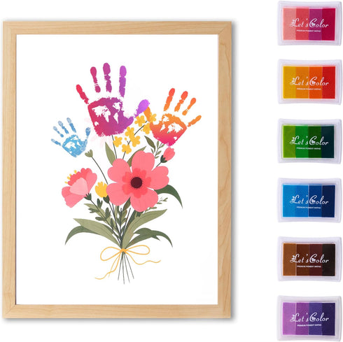 CHERRY CHEERS 3 6 Flower Bouquet Handprint Art Kit, Special Unique Sheets with Floral Design, DIY Keepsake Craft Gift