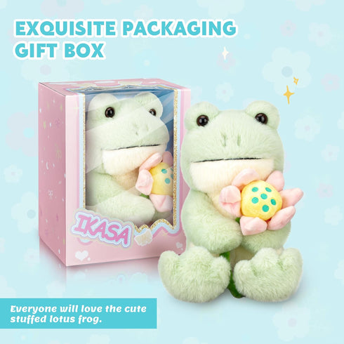 IKASA 13.5" Frog Stuffed Animals Plush Toys, Cute Soft Cuddly Gift for Family Kids