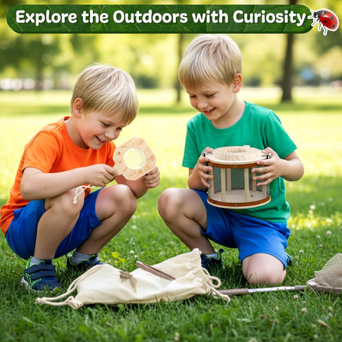 Backpack 8 1 Set 4-12 GAGAKU Kids Bug Catching Kit with - in Outdoor Explorer with Net, Wooden Box & Magnifying Glass