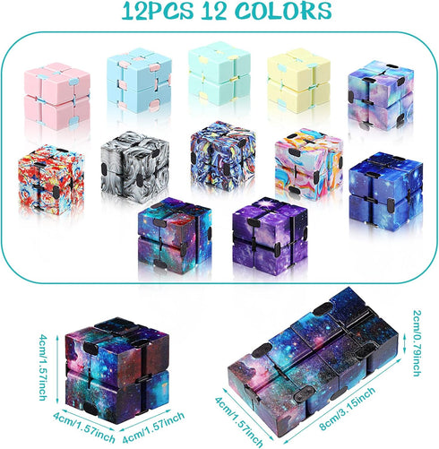 Gejoy 12 Pieces Mini Cube Blocks Desk Toy Magic Sensory Tool Blocks Puzzle Flip Cube for Teens Adults Birthday Favors