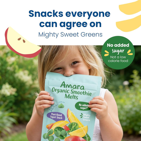 6 Amara Smoothie Melts - Mighty Sweet Greens - Baby Snacks Made With Fruits and Vegetables - Healthy Toddler Snacks