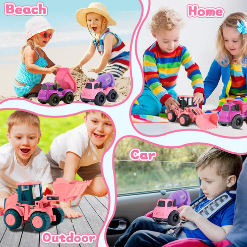 vusum 1 2-4,Dump Set, 1 2 3 Toddler Toys for Year Old Girl Gifts,Kids Toys for Age Truck Cement Mixer Excavator Toy
