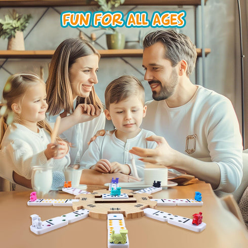 Set 9 100-Sheet 2-8 Mexican Train Dominoes Accessories with Wooden Hub (Felted Bottom) - Includes Metal Train Markers