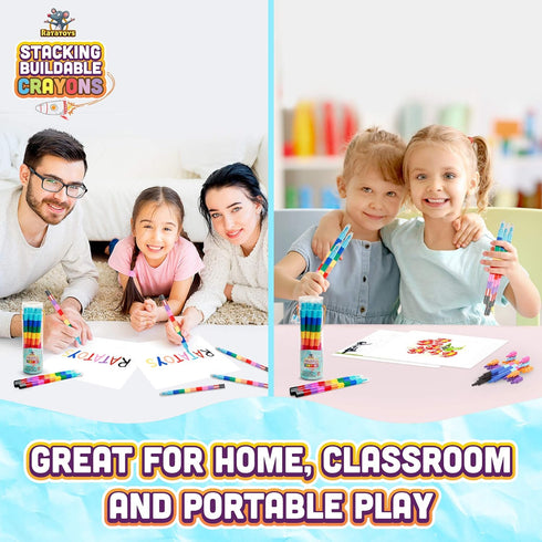 Stacking Crayons, 15 pc Set, Buildable and Stackable for Drawing, Coloring, Arts and Crafts