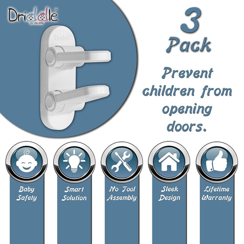 3 Pack Door Lever Baby Safety Lock, Child Proof Door Handle Lock with 3M Adhesive for Baby Proofing