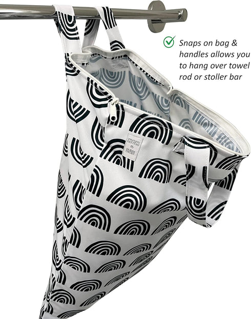 MOM & BAB Wet Bags for Baby Cloth Diapers, Wet Dry Bag for Breast Pump Parts, Bag for Wet Swimsuits and Towels (Rainbow