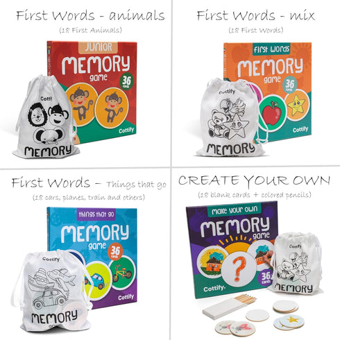 Montessori-Inspired Wooden Matching Game for Toddlers 2-4 Years, 36 Card Set with Carry Bag