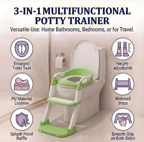 Generic 2026 3-in-1 Potty Training Seat - Upgraded Foldable Potty Chair with Adjustable Step Stool, Removable Cushion