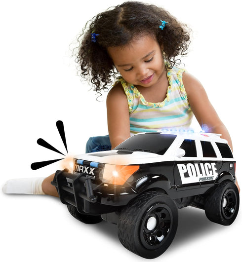 Sunny Days Entertainment Maxx Action 12’’ Large Police Car Toy, Motorized Drive, Siren Sounds for Kids 3-8