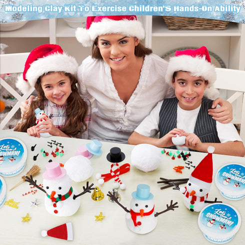 24 Pack Build a Snowman Kit, Snowman Kit Inspiring DIY Christmas Crafts for Kids, Creative Air Dry Clay Modeling Indoor